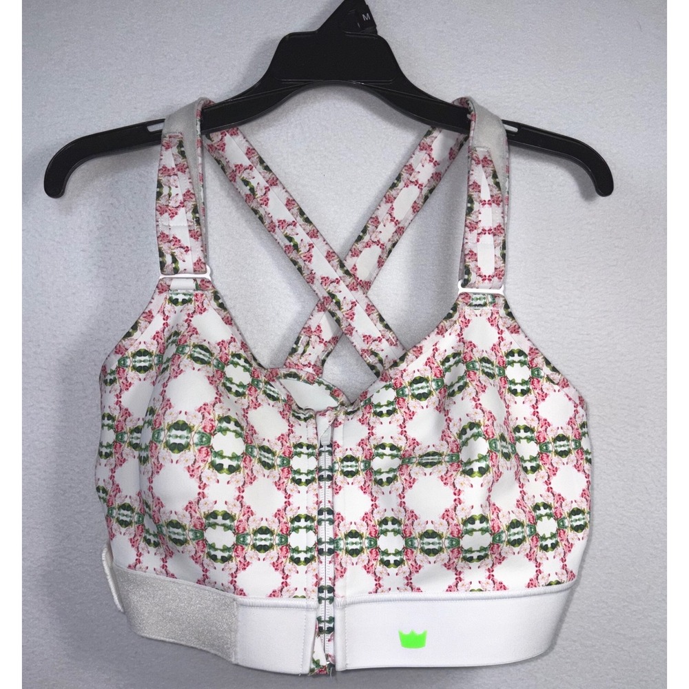 Shefit Ultimate Sports Bra Womens 3Luxe White Floral Excellent High Impact Zip